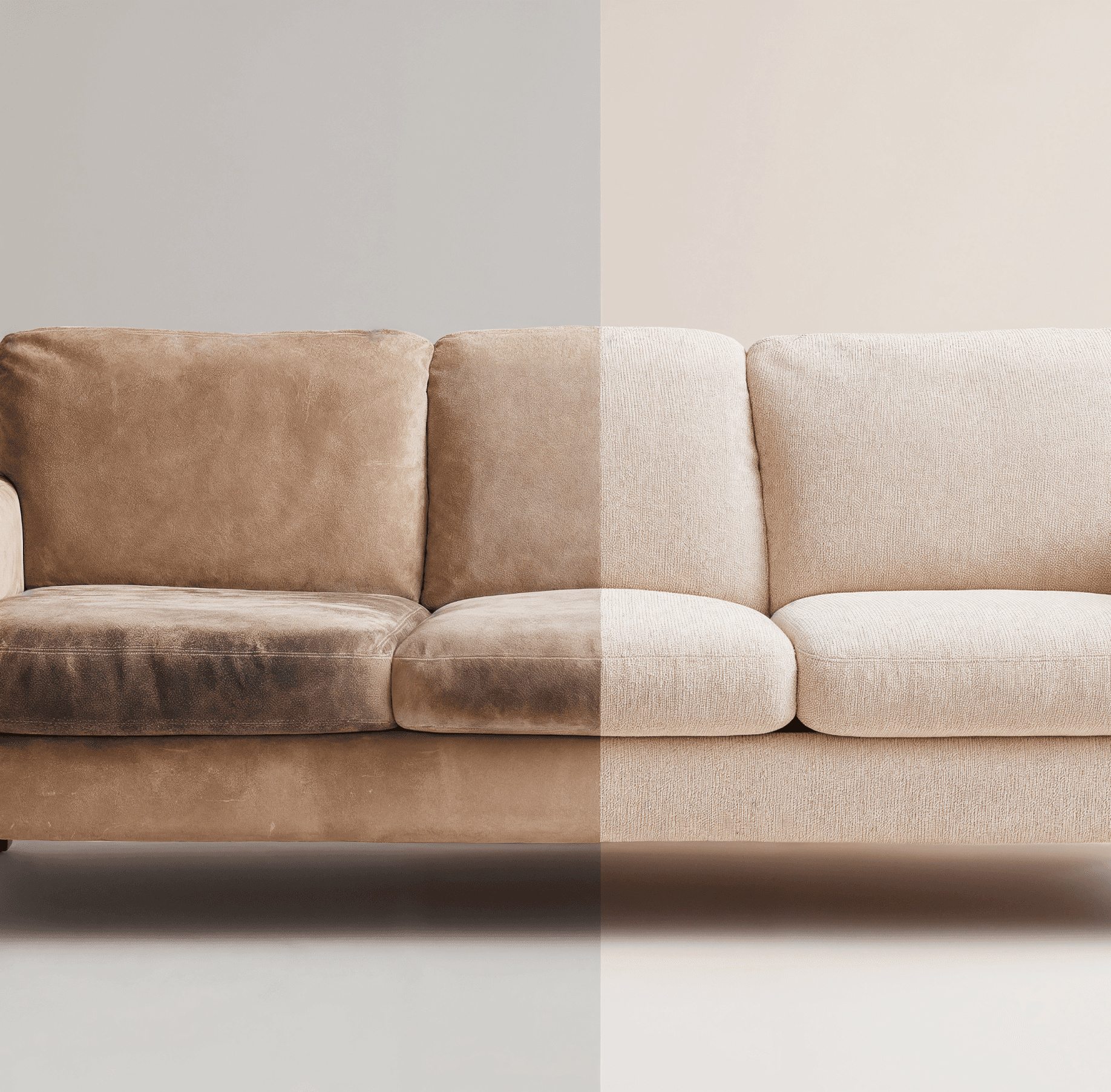 Professionally cleaned couch restored after water or smoke damage in the Ohio Valley