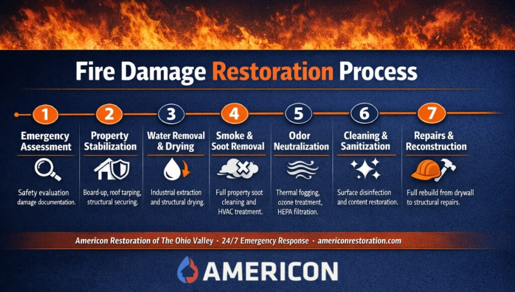 Americon Restoration fire damage restoration process explained step by step.