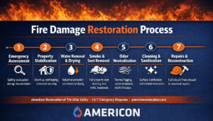 Americon Restoration fire damage restoration process explained step by step.